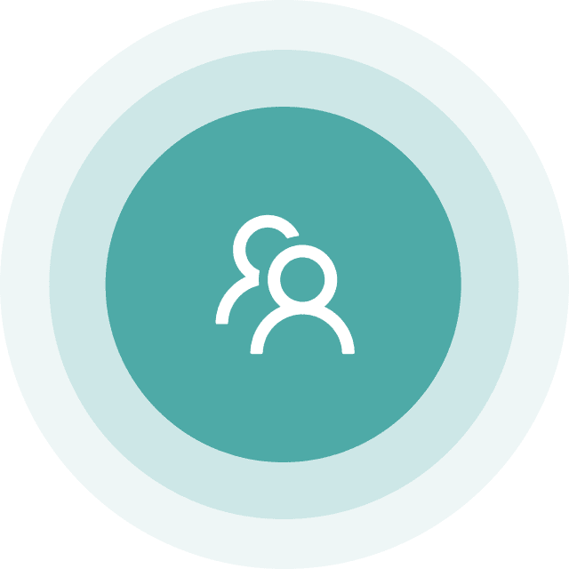 Two person icons in a teal circle.
