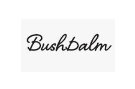 BushBalm logo in cursive black text.